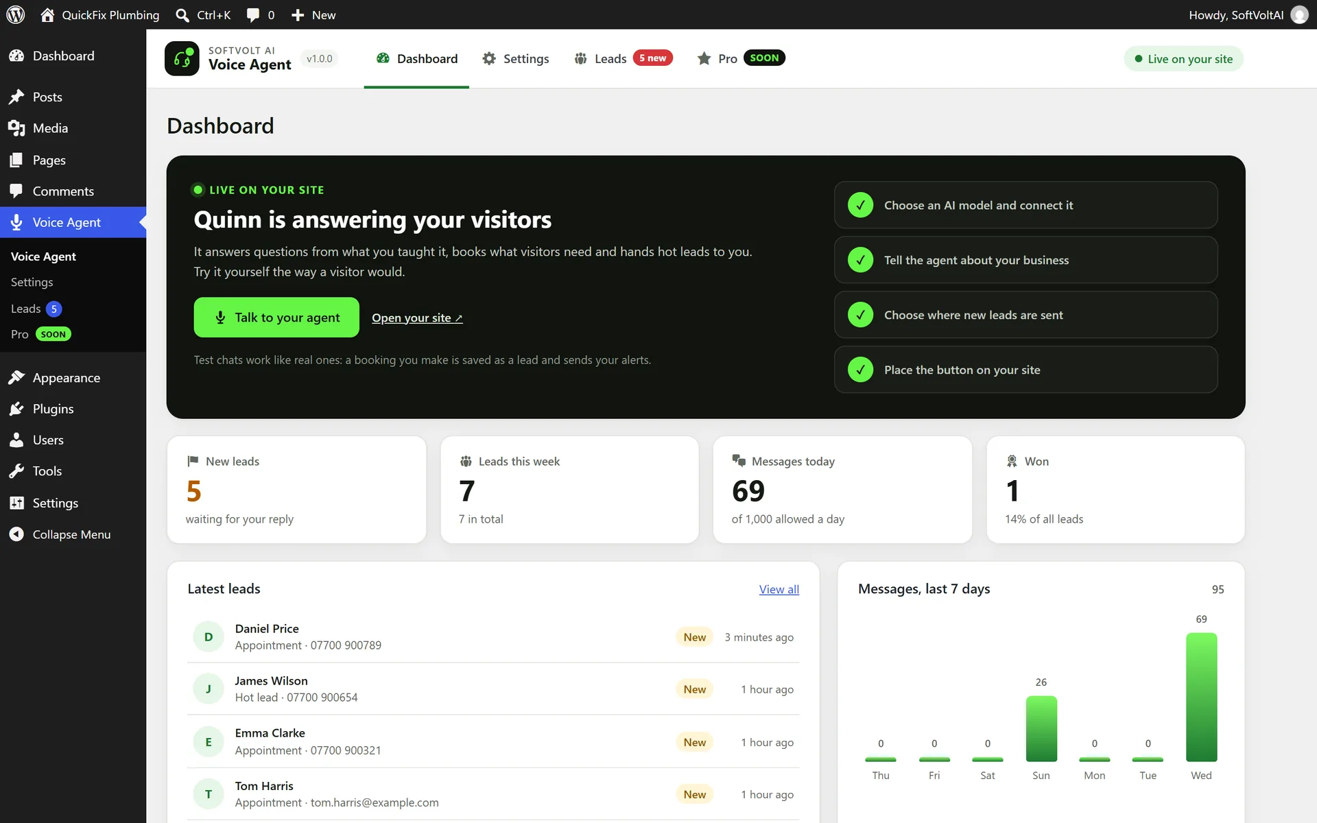Step 2: Open the Voice Agent dashboard