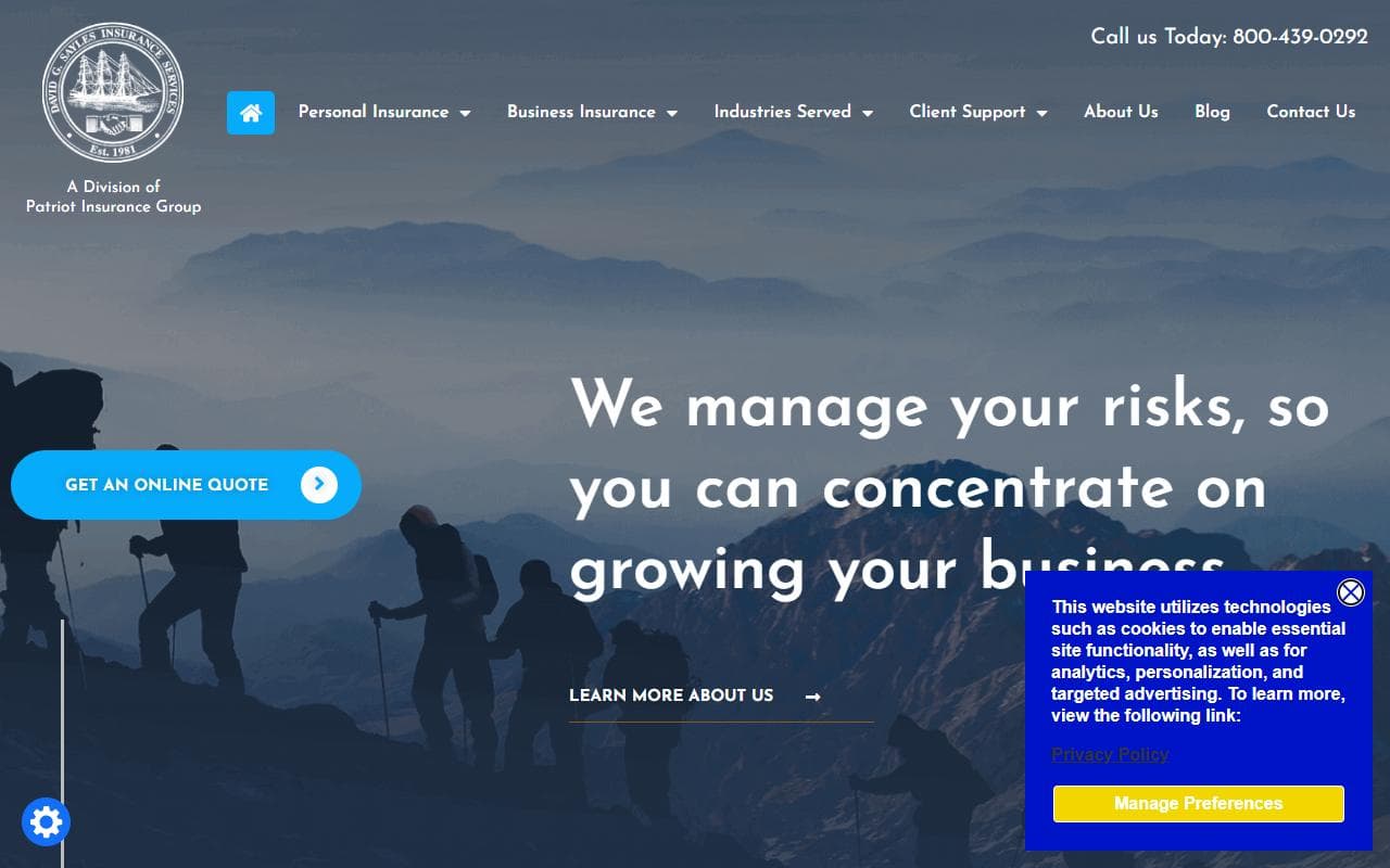 Patriot Insurance Group — homepage screenshot